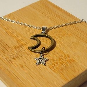 🍍 Handmade Bronze Moon Star Charm Necklace